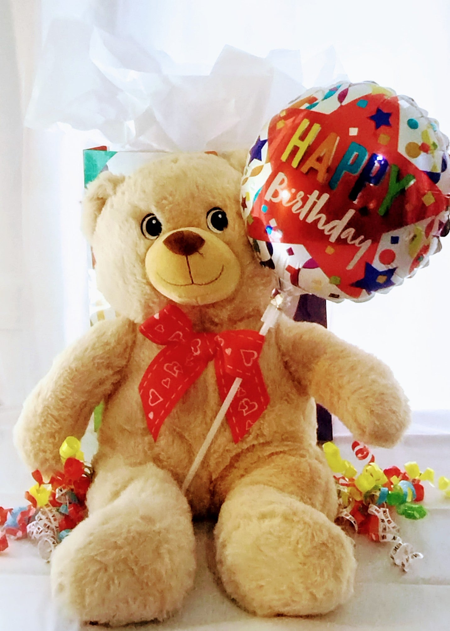 Teddy Bear w/Happy Birthday Balloons