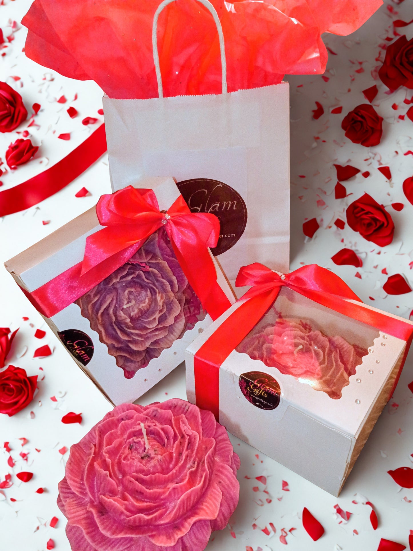 Large Peony Rose Candle