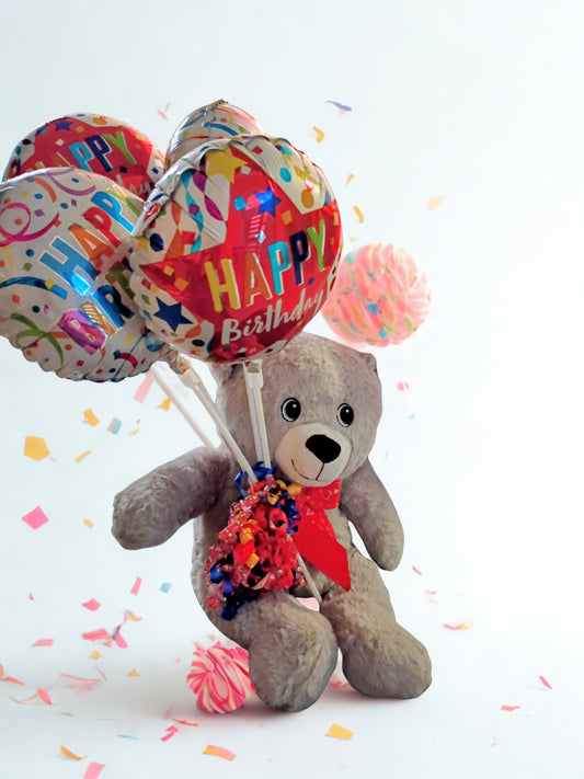 Teddy Bear w/Happy Birthday Balloons