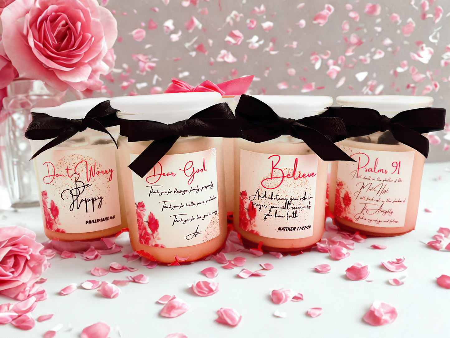 Bible Inspired Rose Petal Candle
