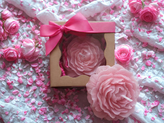 Mini Peony Rose Candle w/Gift Box