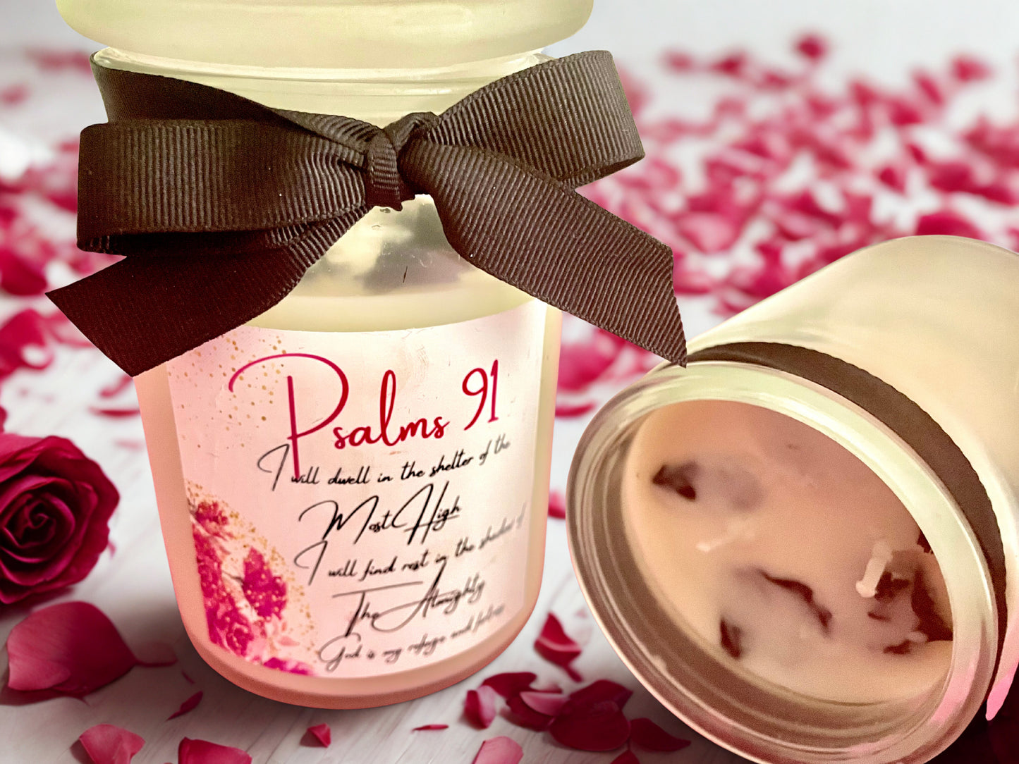 Bible Inspired Rose Petal Candle