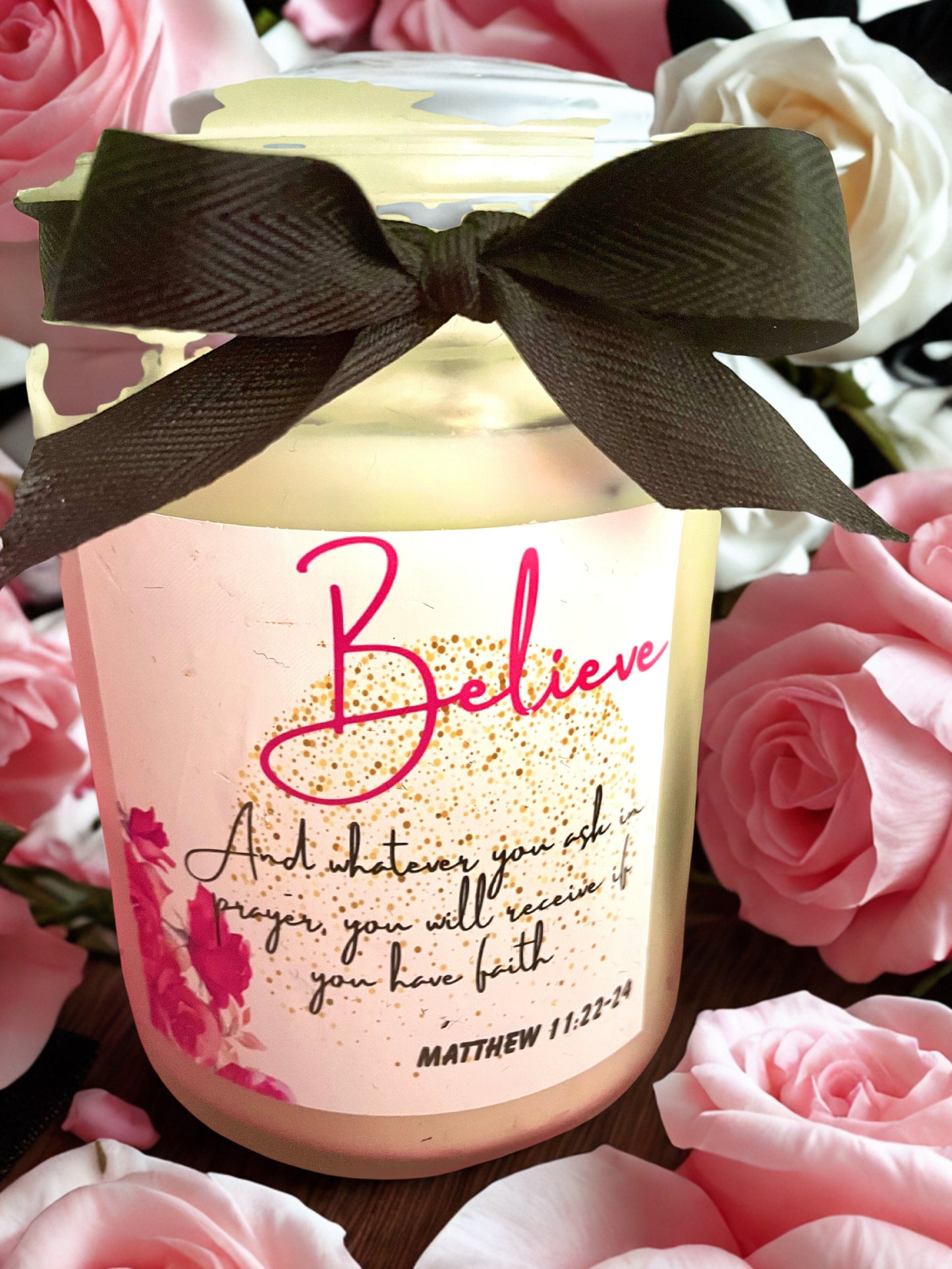 Bible Inspired Rose Petal Candle