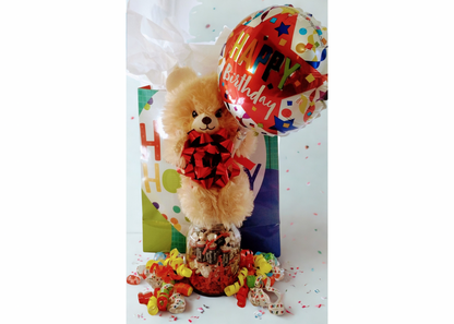 Happy Birthday Balloon w/ Tootsie Roll filled Mason Jar