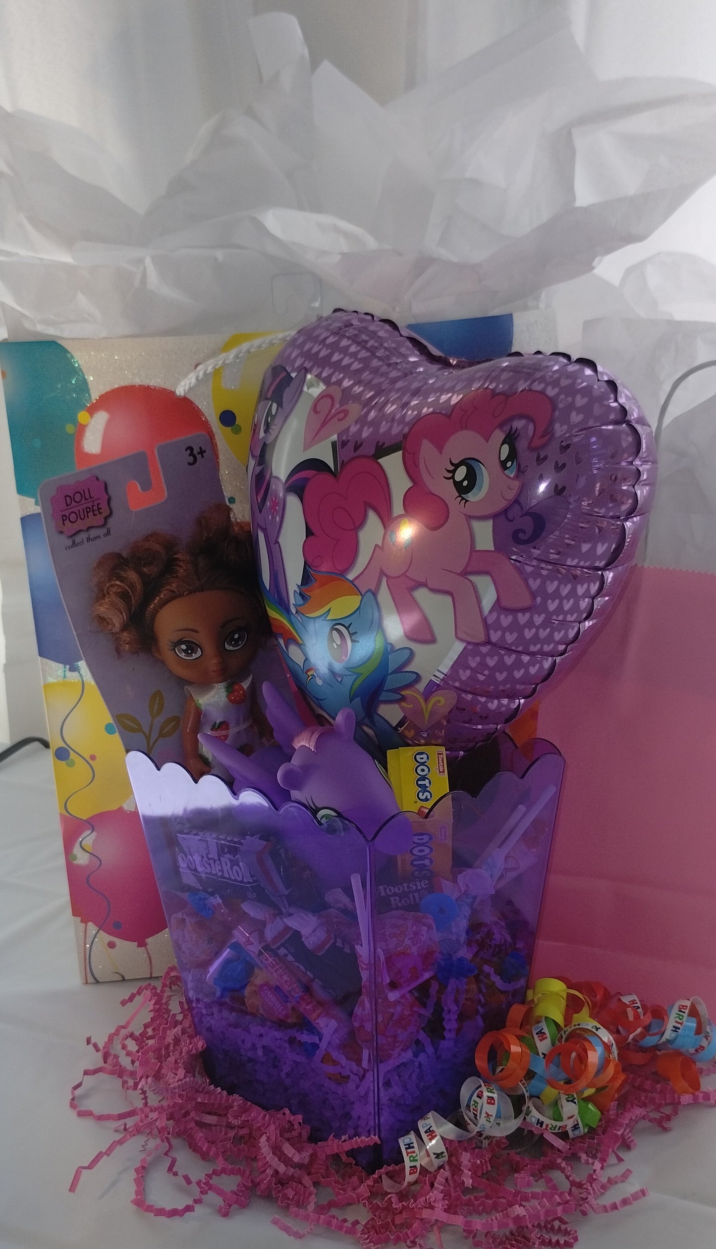 Mini Doll Unicorn Candy Basket w/Balloon