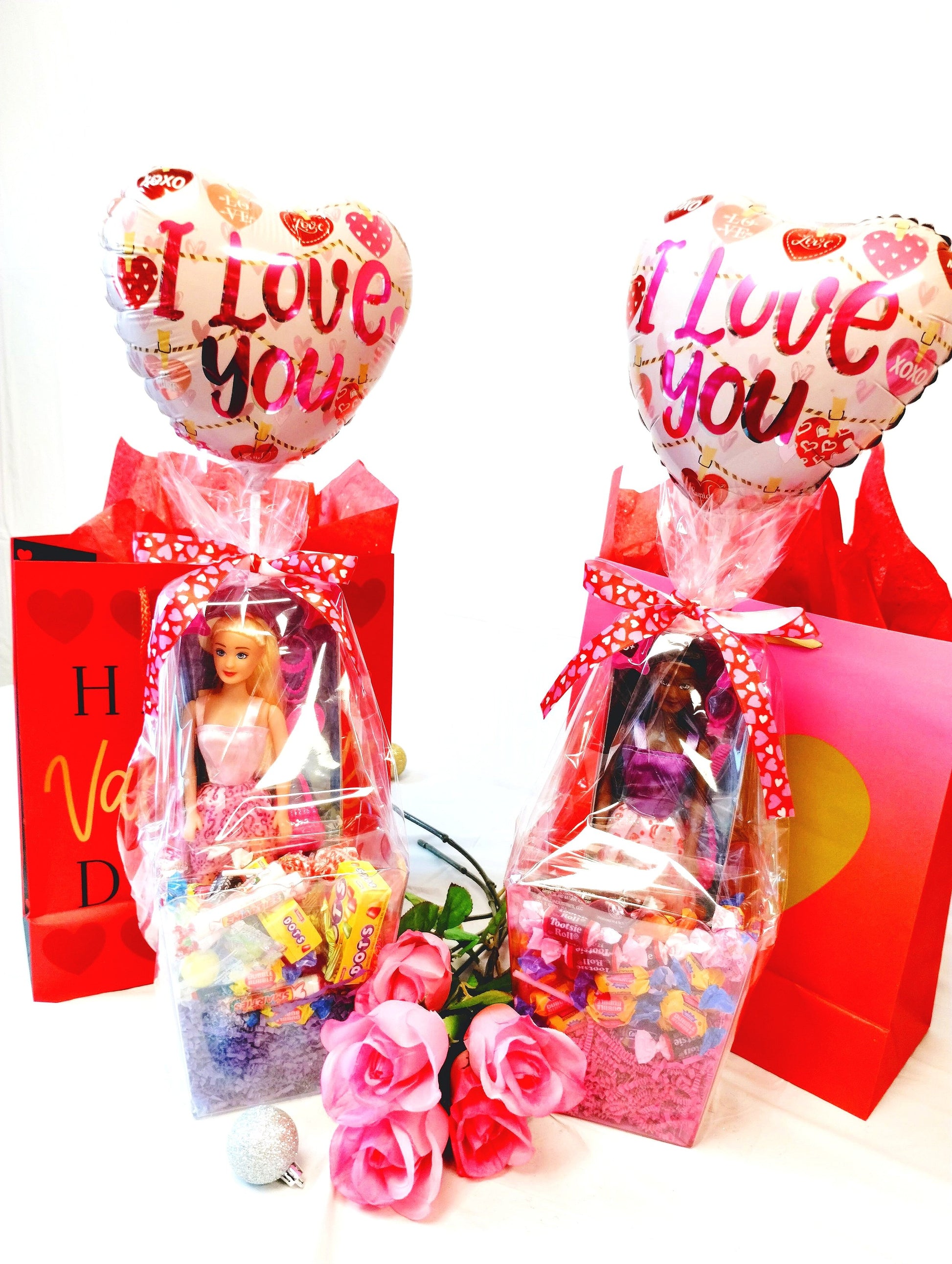 Girls Doll Valentine Basket filled w/candy –