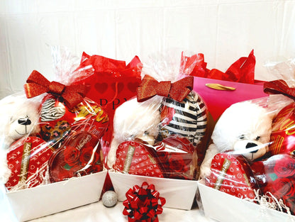 Valentine's Bear Basket w/Chocolate Hearts in Basket